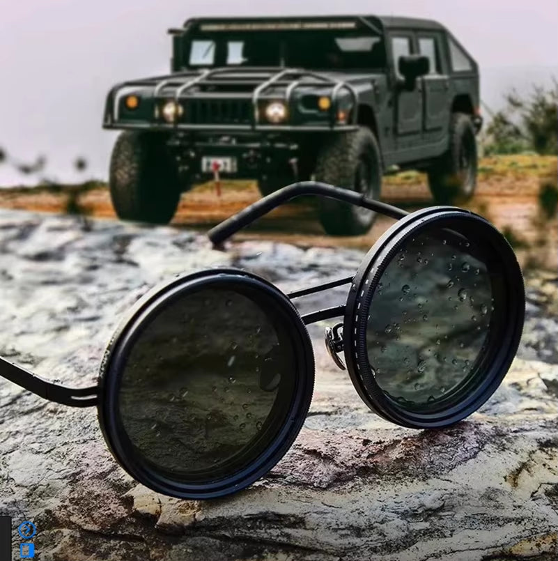 Handmade ND9 Adjustable Polarized Sunglasses Luxury Men Fishing Filter Glasses UV400 Fashion Retro Punk round Dimming Sunglasses